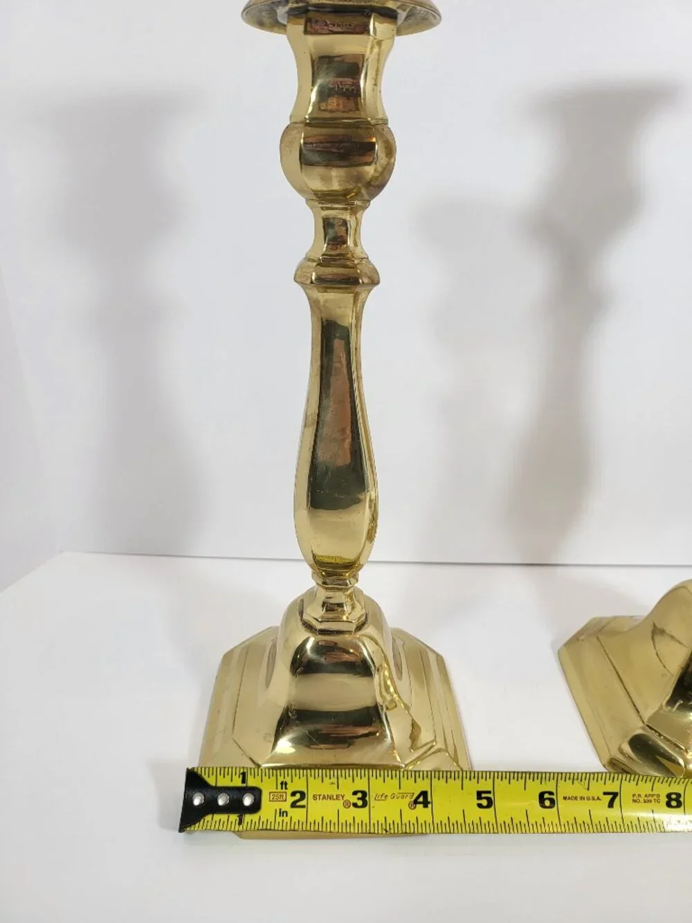 Vintage Solid Brass Candlestick Holder Pair 11.5” Tall, Traditional Mantle Decor